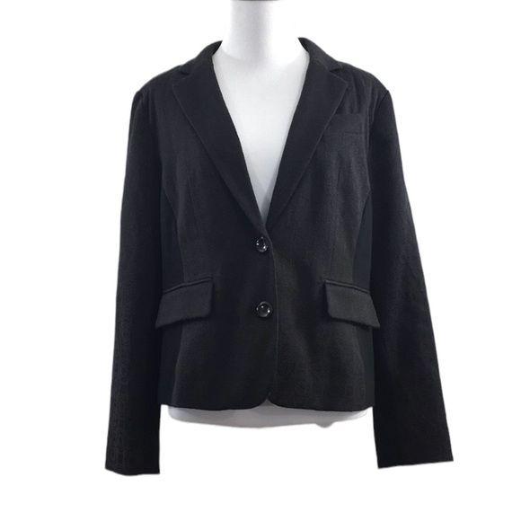 Chicos Jacket Women’s medium Black Cotton Blazer Chico’s 1 Two Button Front work - Picture 1 of 11